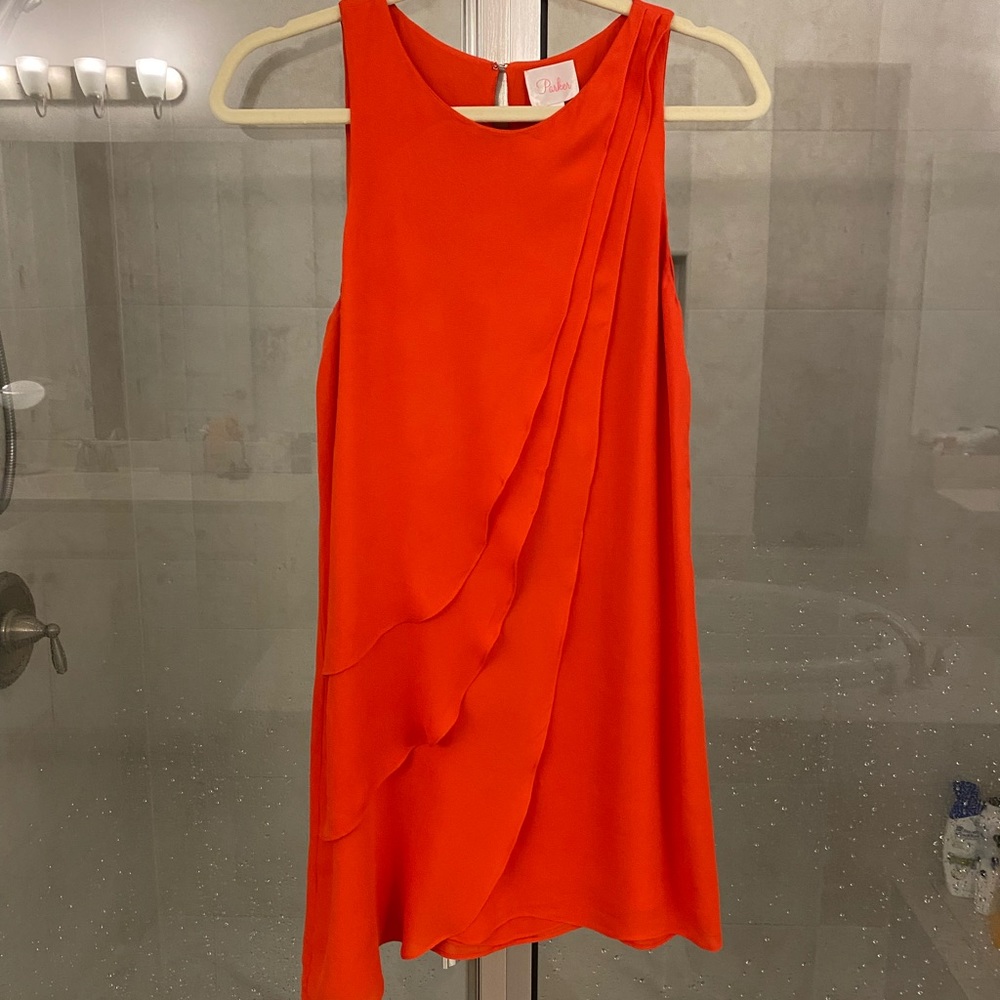 Parker red orange Layered Dress Size xs